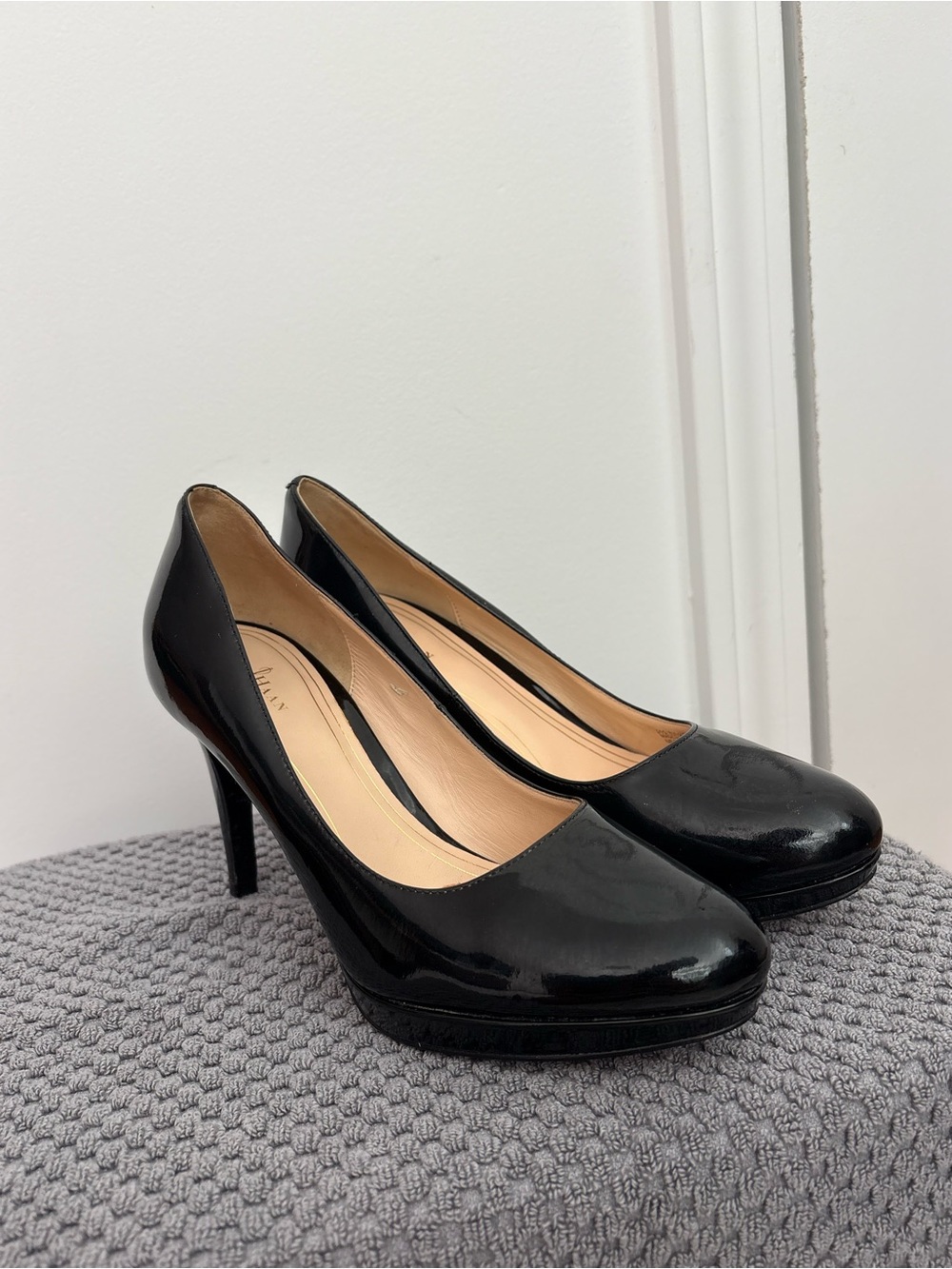 Cole Haan Black Patent Leather Platform Pumps Stiletto Heels 9B